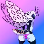  antennae anthro arthropod bulge clothing fur giant_leopard_moth girly insect insect_wings lonbluewolf looking_back male moth panties purple_eyes smile solo underwear white_fur wide_hips wings 