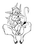  big_breasts bikini bikini_top black_and_white breasts canine chest_tuft clothing duo eyes_closed female hair horn jijis-waifus larger_female laugh male mammal monochrome oh-jiji satyr size_difference smaller_male swimsuit tea_cup tuft wolf 