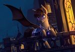  animated armor bat_pony brown_hair detailed_background fan_character feral hair male my_little_pony no_sound purple_eyes raining rodrigues404 solo standing 