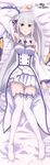  absurdres arm_up armpits breasts choker cleavage copyright_name dakimakura detached_sleeves emilia_(re:zero) eyebrows_visible_through_hair flower from_above full_body hair_flower hair_ornament hair_ribbon highres huge_filesize long_hair looking_at_viewer lying medium_breasts miniskirt on_back parted_lips pleated_skirt pointy_ears purple_eyes purple_ribbon re:zero_kara_hajimeru_isekai_seikatsu ribbon scan silver_hair skirt solo thighhighs very_long_hair white_flower white_legwear white_skirt zettai_ryouiki 