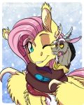  2018 blue_eyes discord_(mlp) draconequus equine fangs female fluttershy_(mlp) friendship_is_magic inuhoshi-to-darkpen male mammal my_little_pony one_eye_closed pegasus red_eyes scarf wings 