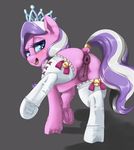  2017 anatomically_correct anatomically_correct_pussy animal_genitalia animal_pussy anus blush butt clothing datflank diamond_tiara_(mlp) earth_pony equine equine_pussy female feral friendship_is_magic grey_background hair hi_res hooves horse legwear looking_at_viewer mammal multicolored_hair my_little_pony open_mouth pony pussy simple_background solo two_tone_hair underhoof 