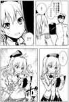 1girl admiral_(kantai_collection) comic epaulettes gloves greyscale hat kantai_collection kashima_(kantai_collection) monochrome pen reading short_hair skirt torn_clothes translation_request twintails uniform wavy_hair writing yuugo_(atmosphere) 