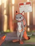  2017 anthro blue_eyes blush breasts canine clothed clothing disembodied_hand disney duo fake_ears female fox glare judy_hopps lagomorph male mammal navel nick_wilde nipples rabbit small_breasts solo_focus tears-of-blade topless zootopia 