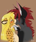  ! &lt;3 blush breasts cheetah duo eyes_closed feline female fluff-kevlar kissing male male/female mammal mihari nytro 