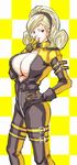  1girl blonde_hair bodysuit breasts curvy hairband huge_breasts king_of_fighters lien_neville long_hair maximum_impact open_clothes zipper 