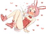 1girl animal_ears blush breasts bunny_ears bunnysuit nonohara_yuzuko pink_hair red_eyes small_breasts smile solo tatsunokosso yuyushiki 