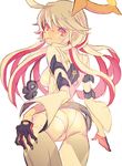  ass candy food from_behind gloves guilty_gear guilty_gear_xrd jack-o'_valentine jewelry lollipop long_hair mouth_hold multicolored_hair necklace red_eyes red_hair solo sutegoro two-tone_hair white_hair 