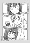  :d :o @_@ blush bottle chocolate commentary_request cover cover_page cup doujin_cover drinking_glass drunk eating fingerless_gloves gloves hair_flaps harunatsu_akito headgear highres kantai_collection long_hair monochrome multiple_girls nagato_(kantai_collection) open_mouth pola_(kantai_collection) remodel_(kantai_collection) sake_bottle shigure_(kantai_collection) smile tearing_up tears translated v-shaped_eyebrows wine_glass 