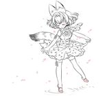  animal_ears ballerina ballet bare_shoulders blush bow bowtie buttons closed_eyes cross-laced_clothes dancing elbow_gloves embellished_costume eyebrows_visible_through_hair eyelashes facing_away frills full_body gloves jpeg_artifacts kemono_friends leg_up no_nose outdoors outstretched_arm petals puddle serval_(kemono_friends) serval_ears serval_print serval_tail short_hair simple_background skirt skirt_hold sleeveless smile solo spot_color standing standing_on_one_leg striped_tail sumachii tail thighhighs underbust water white_background white_skin wind zettai_ryouiki 