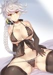  :o ass_visible_through_thighs asymmetrical_hair babydoll bare_shoulders black_gloves black_legwear black_panties blush braid breasts choker cleavage collarbone commentary_request covered_nipples crotch elbow_gloves eyebrows_visible_through_hair gloves hair_between_eyes hair_ornament hand_on_thigh jewelry jitome kantai_collection kneeling lace large_breasts lingerie long_hair looking_at_viewer navel on_bed panties ribbon see-through silver_hair single_braid spread_legs thighhighs underwear unryuu_(kantai_collection) very_long_hair wavy_hair yamaarashi yellow_eyes 