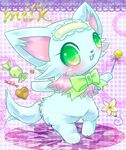  &lt;3 blue_fur blush bow candy canine chest_tuft chihuahua chocolate dog eyelashes female feral flower food frilly fur green_eyes jewelpet lollipop mammal milky_(jewelpet) open_mouth pink_fur plant sanrio solo text tuft ふゆぐみ 