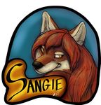  badge bust_(disambiguation) canine fur male mammal piercing red_fur red_wolf sangie solo sunitai wolf yellow_eyes 