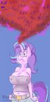  2017 angry anthro anthrofied clothed clothing english_text equine friendship_is_magic hair horn mammal my_little_pony navel nipple_bulge simple_background solo starlight_glimmer_(mlp) text unicorn weasselk 