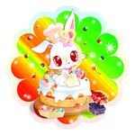  &lt;3 apron blueberry_(fruit) cake cherry cherry_blossom clothing egg female feral flower fluffy fluffy_tail food frosting fruit fur grapes hare jewelpet jewelry lagomorph mammal messy necklace plant red_eyes ruby_(jewelpet) sanrio simple_background solo sparkle star strawberry tongue tongue_out usasa_yuri white_fur 