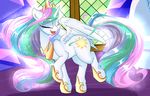  2017 absurd_res cutie_mark equine feahered_wings feathers female feral friendship_is_magic hair hi_res horn long_hair madacon mammal multicolored_hair my_little_pony open_mouth princess_celestia_(mlp) white_feathers winged_unicorn wings 