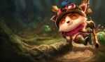  16:9 anthro arm_support boots clothing detailed_background eyes_closed eyewear eyewear_on_head feathers footwear forest fur gloves goggles goggles_on_head holding_object league_of_legends male mammal map midair mushroom nature official_art outside riot_games solo teemo_(lol) tree unknown_artist video_games yordle 