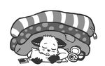  /fur/ 8chan anonymous_artist anthro bedding blanket bushy_(8chan) canine drooling ears_down fox fur headphones mammal monochrome pillow saliva sleeping white_fur 