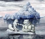  arctic_fox bear canine duo fox glacier male mammal polar_bear rog_minotaur swimming water 