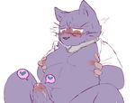  &lt;3 anthro blush clothed clothing erection feline humanoid_penis male mammal nipples open_shirt overweight penis precum sheeporwolf smile solo uncut 