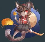  anthro broom clothed clothing feline female hat hibarikatsuru looking_at_viewer mammal smile solo witch_hat 
