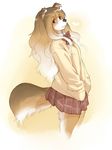  brown_eyes brown_hair dog furry kikurage_(crayon_arts) long_hair school_uniform 