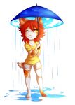  anthro clothed clothing feline female hair hibarikatsuru looking_at_viewer mammal smile solo standing umbrella 