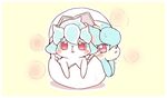  2017 after_sex anthro anthro_on_anthro bibitto_(cocotama) blue_fur blue_hair blush border breath cocotama duo egg eyelashes featureless_limbs female fur hair hatori himitsu_no_cocotama looking_at_viewer male male/female multicolored_fur open_mouth parine simple_background sweat tan_fur tears two_tone_fur white_border white_fur yellow_background 