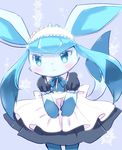  blue_eyes furry glaceon kemoribon maid pokemon smile 