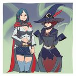  2girls blue_hair little_witch_academia multiple_girls red_eyes red_hair shiny_chariot tagme ursula_(little_witch_academia) 