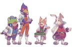  amphibian anthro avian bird canine falco_lombardi fox fox_mccloud frog group lagomorph male mammal nintendo peppy_hare rabbit sirareyubi slippy_toad star_fox video_games 