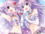  ;d artist_request bare_shoulders belt breasts collar elbow_gloves eyebrows_visible_through_hair gem gloves hair_between_eyes hair_ornament idol long_hair microphone midriff multiple_girls navel nepgear neptune_(choujigen_game_neptune) neptune_(series) one_eye_closed open_mouth purple_eyes purple_hair ribbon small_breasts smile source_request studs very_long_hair wallpaper 