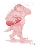  2016 absurd_res anthro belly biceps bowser claws digital_drawing_(artwork) digital_media_(artwork) flaccid hair hi_res horn koopa male mammal mario_bros muscular muscular_male mysterymanbob nintendo nipples nude penis scalie simple_background sketch solo spikes sweat toe_claws vein veiny_penis video_games white_background 