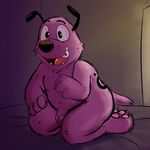  2017 balls blush canine cartoon_network courage courage_the_cowardly_dog dog fur knox_(artist) male mammal nude open_mouth penis pink_fur simple_background sketch smile solo 