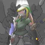  balls clothing dark_background defeat flaccid fur green_clothes humanoid_penis imminent_rape lagomorph link_(rabbit_form) male mammal moblin nintendo notactuallyhere octorok penis pink_fur rabbit scared tentacles the_legend_of_zelda torn_clothing tunic video_games weapon 