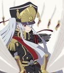  altair_(re:creators) hat military military_uniform re:creators red_eyes saber_(weapon) shako_cap sword uniform weapon white_hair yaya_(20090410) 