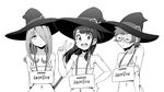  3girls bikini ghettoyouth kagari_atsuko little_witch_academia lotte_yanson monochrome multiple_girls simple_background sucy_manbavaran tagme 