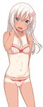  :d arm_at_side blonde_hair blue_eyes blush bow bow_bra bow_panties bra breasts collarbone flat_chest hair_ornament hand_in_hair head_tilt kantai_collection lingerie long_hair looking_at_viewer nagami_yuu navel one-piece_tan open_mouth panties red_bow ro-500_(kantai_collection) small_breasts smile solo stomach striped tan tanline underwear vertical-striped_bra vertical-striped_panties vertical_stripes 
