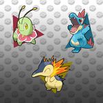  antennae blue_skin chikorita cyndaquil fangs feraligatr fire green_skin meganium nintendo pok&eacute;mon pokefusionman totodile typhlosion video_games 