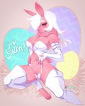  2017 anthro big_breasts breasts clothed clothing easter female fur hair holidays lagomorph looking_at_viewer luckypan mammal pink_eyes pink_fur rabbit solo white_hair 