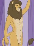  anthro feline flaccid hair humanoid_penis lion male mammal mane nateday navel nude penis solo standing uncut 