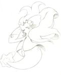  ambiguous_gender black_and_white clothing costume cute eyes_closed fangs hair mon311 monochrome nintendo open_mouth pok&eacute;mon primarina smile solo traditional_media_(artwork) vampire video_games 