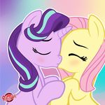  cute earth_pony equine eyes_closed female fluttershy_(mlp) friendship_is_magic hair hooves horn horse kissing mammal multicolored_hair my_little_pony pony ribiruby starlight_glimmer_(mlp) unicorn 