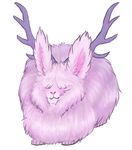  ambiguous_gender feral fur jackalope lagomorph mammal poof purple_fur reedflower simple_background solo white_background 