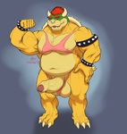  anthro balls big_penis bowser clothing erection facial_piercing flexing humanoid_penis koopa male mario_bros musclegut muscular nintendo nipple_piercing nipples nose_piercing penis piercing scalie shirt smile solo standing stickyfeathers tank_top thick_penis uncut underwear video_games 
