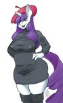 2017 anthro anthrofied beret blue_eyes breasts clothed clothing equine eyelashes female friendship_is_magic hair hand_on_hip hat horn legwear long_hair mammal my_little_pony nipple_bulge purple_hair rarity_(mlp) simple_background solo sweater unicorn white_background zwitterkitsune 