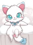  arctic_fox blue_eyes blue_fur blush canine eyelashes female feral fox fur gem jewelpet jewelry larimar looking_at_viewer lying mammal necklace pink_fur sanrio snow snowflake solo white_fur のうせん 