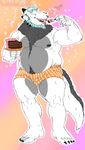  &lt;3 anthro body_hair boxers_(clothing) bulge cake chest_hair clothing food fur male nipples open_mouth overweight scalie smile solo standing stickyfeathers underwear 