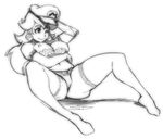  ;) bad_id bad_tumblr_id bra bra_pull breasts earrings elbow_gloves eyelashes full_body gloves hat jewelry large_breasts long_hair lying mario_(series) monochrome navel nipples on_back one_eye_closed panties princess_peach revision robert_porter shelf_bra sketch smile solo super_mario_bros. thighhighs underwear underwear_only 