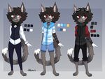  anthro clothed clothing eyewear feline fur glasses hair hibarikatsuru male mammal model_sheet smile solo standing 